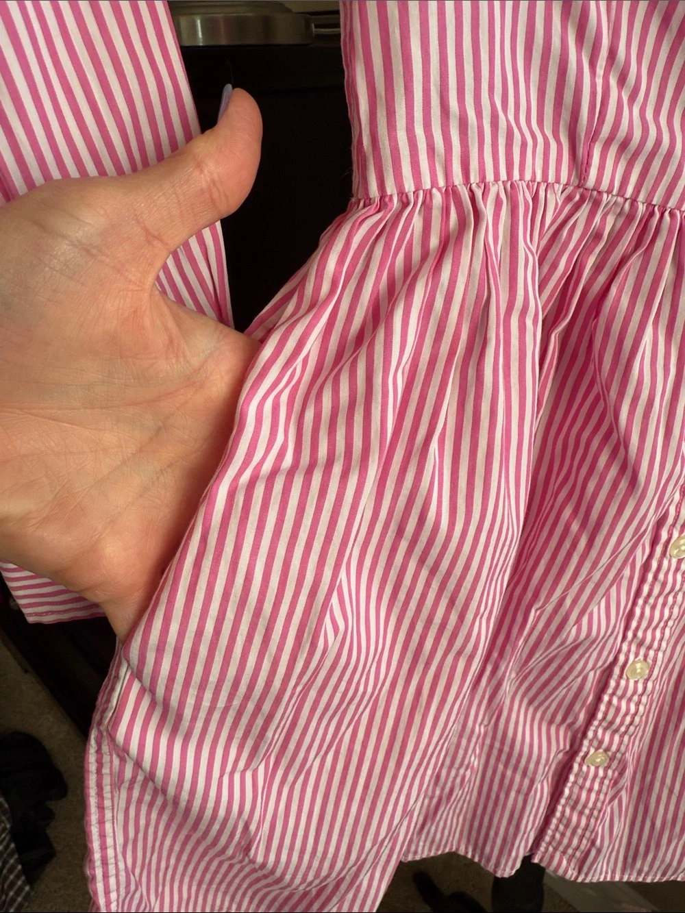 Ralph Lauren Pink & White Striped Button-Down Dress girls size 7